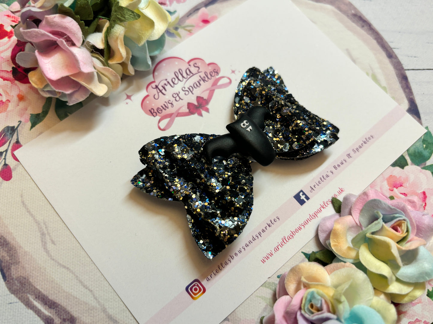 Halloween black bat bow